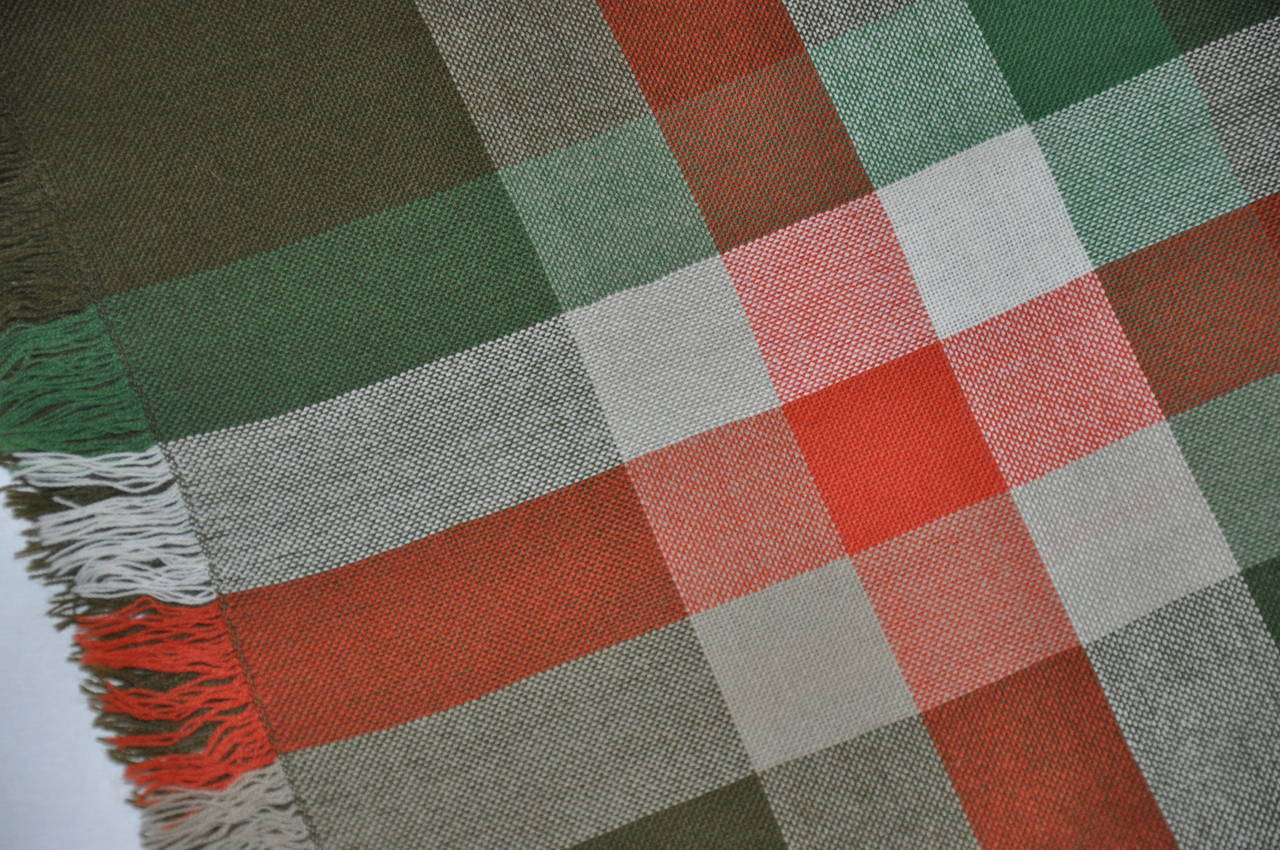 Brown Pierre Cardin Huge Multi-Color Wool Challis Fringed Scarf