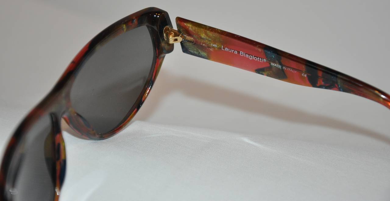 Gray Laura Biagitti Multi-Color Lucite Sunglasses For Sale