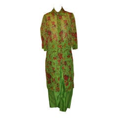 Dolce & Gabbana Bold Floral Two-Piece Silk Pant Ensemble