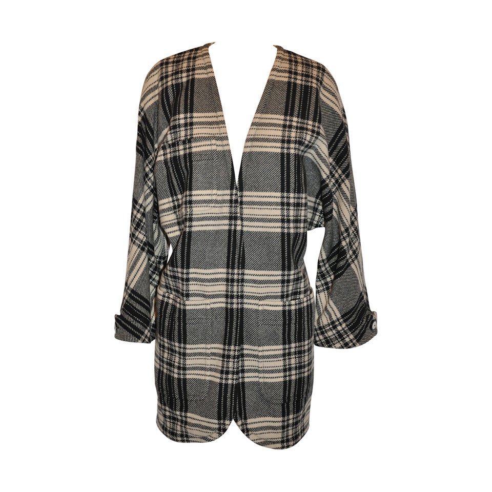 Valentino "Boutique" Black & Cream Plaid Open Jacket