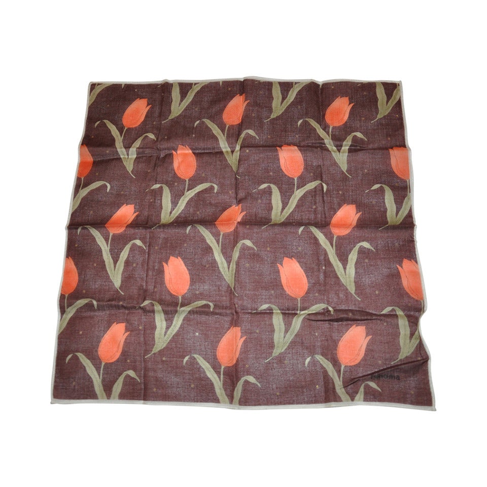 Renoma Pañuelo 100% Algodón Suizo Marrón Estampado Floral