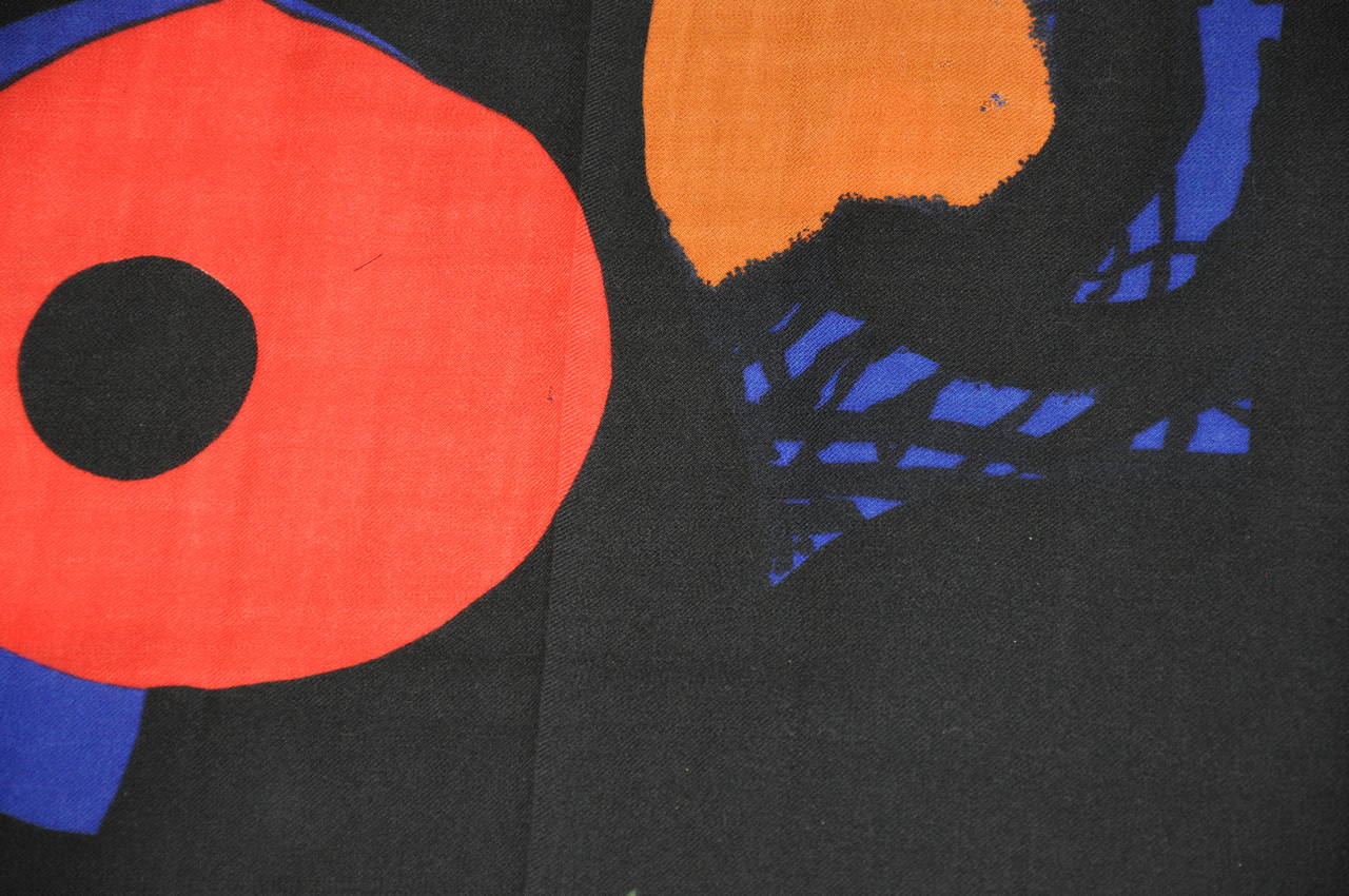 Yves Saint Laurent huge bold abstract wool challis scarf measures 24