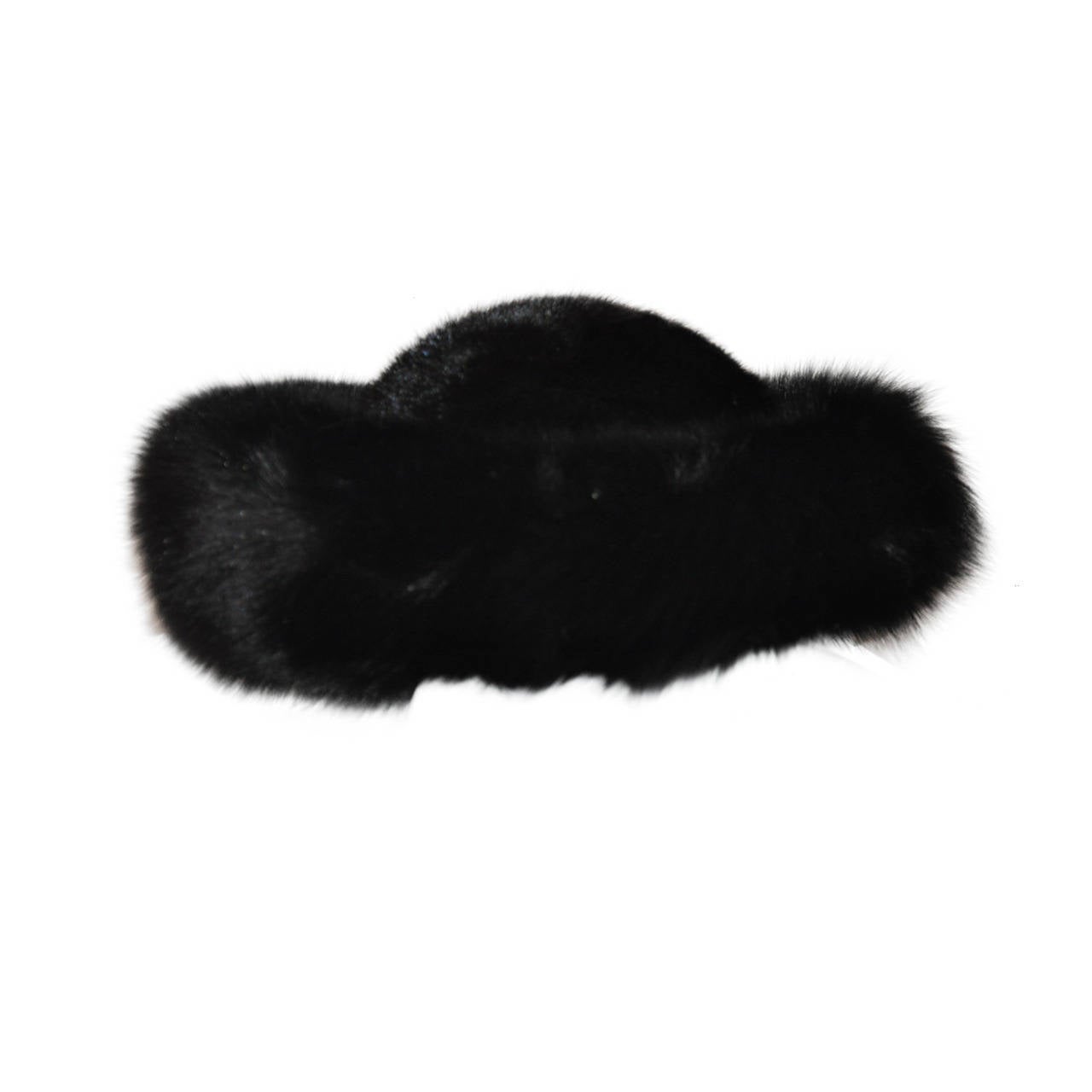 Henig Furs Natural Ranch Black Fox Wide-Brim Fur Hat For Sale