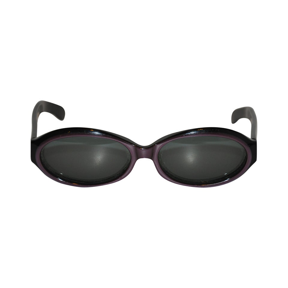 Emmanuelle Khanh Plum with Black Trim Sunglasses For Sale