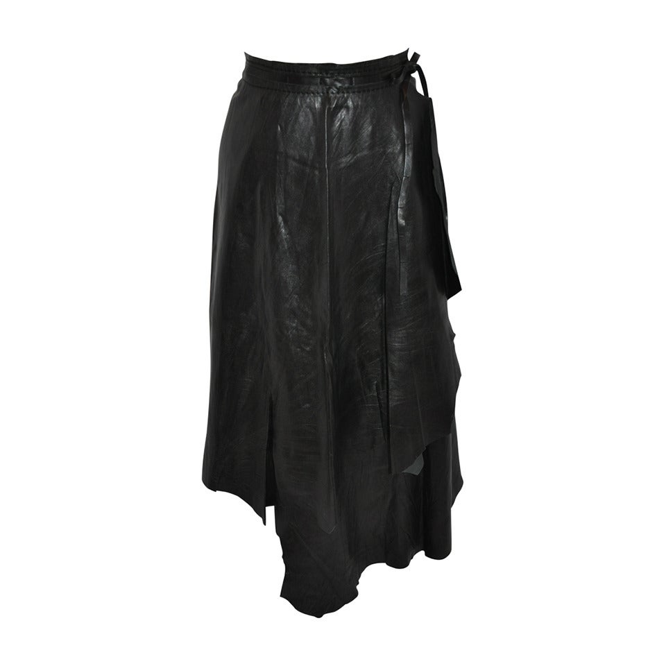 Pleid Sud Soft Black Lambskin Wrap Skirt