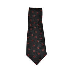 Vintage Giorgio Armani Men's Black & Red Floral Print Silk Tie