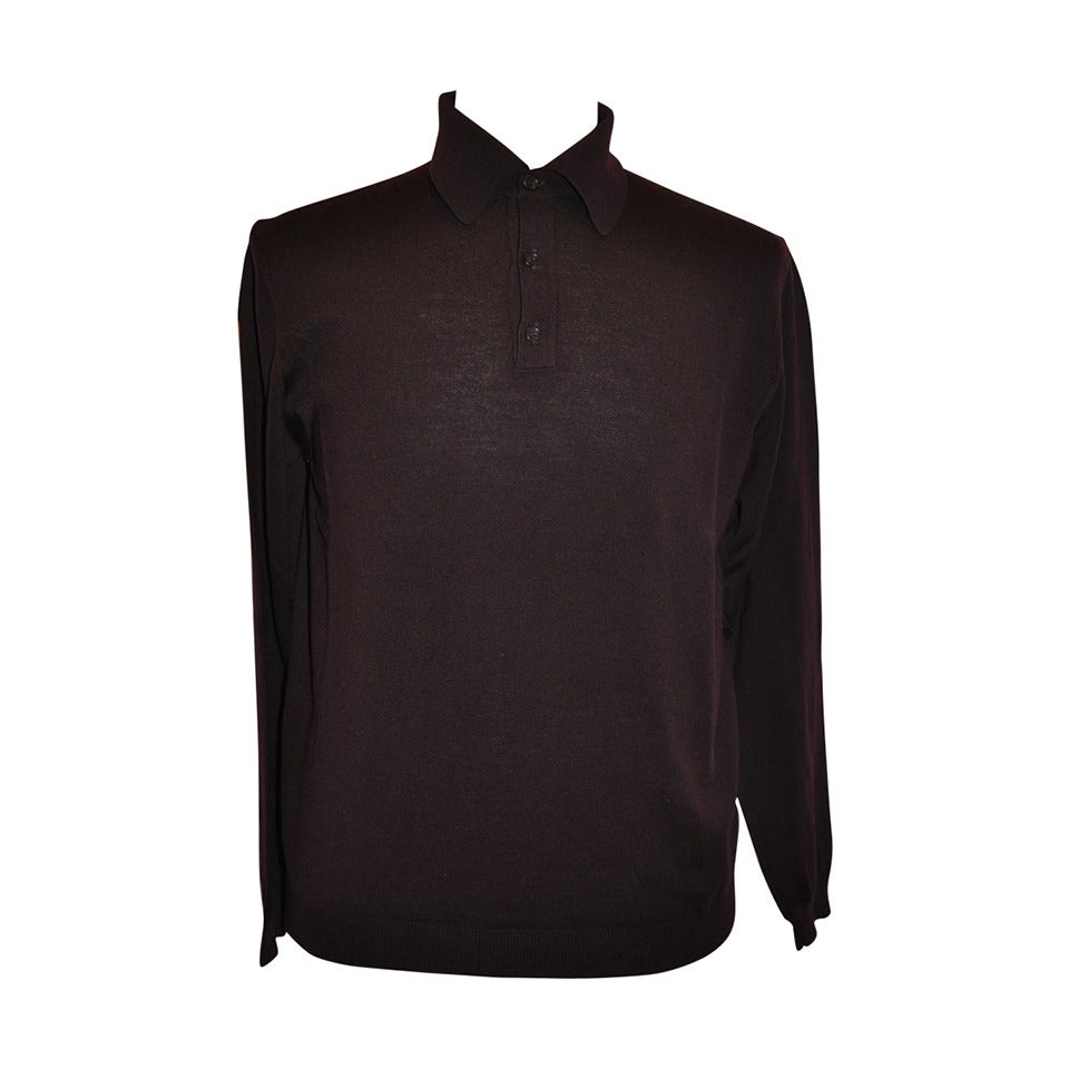 Calvin Klein Men's Coco-Brown Superfine Merino Wool Pullover