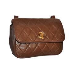 Retro Leather School Taupe "Chanel-Style" Quilted Lambskin Belt Pouch