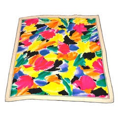 Saldariui Bold Multicolor Silk Scarf with Hand-Rolled Edges