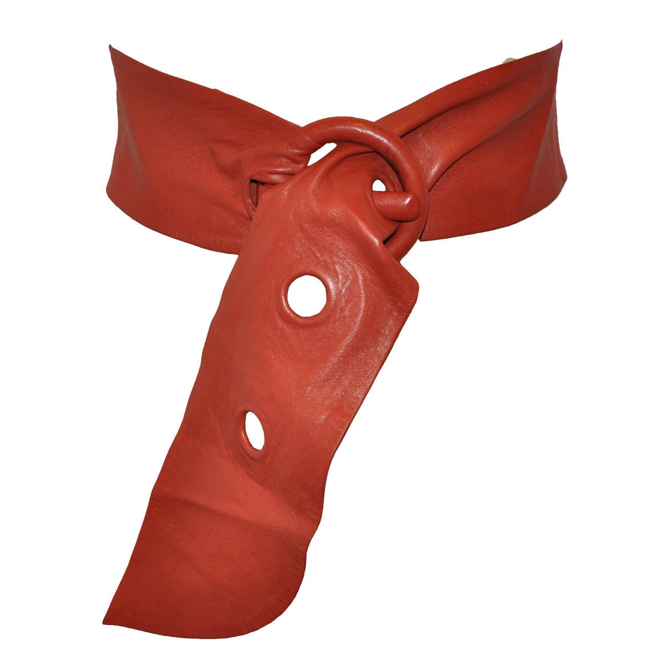 Cintura in pelle di agnello color mattone