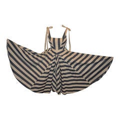Marc Jacobs Navy & Cream Stripe Cotton Halter Sundress With Full Skirt