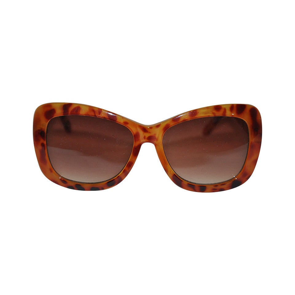 Rare Halston Large Tortoise Print Lucite Sunglasses