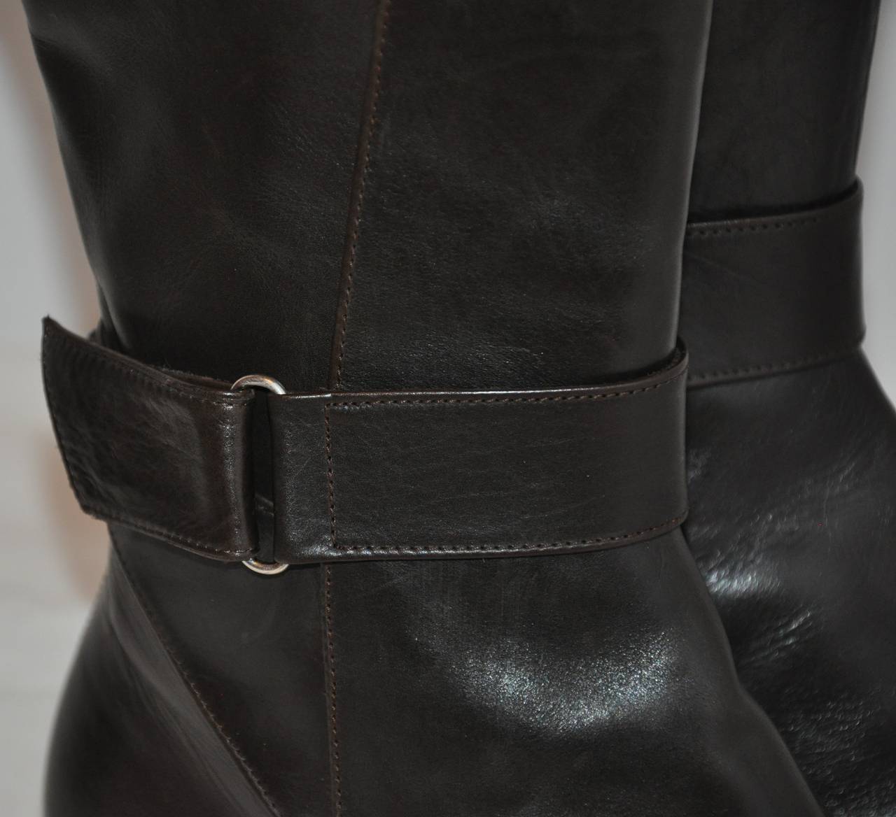 Jil Sander Black Calfskin Wrap-Around Boots For Sale at 1stDibs