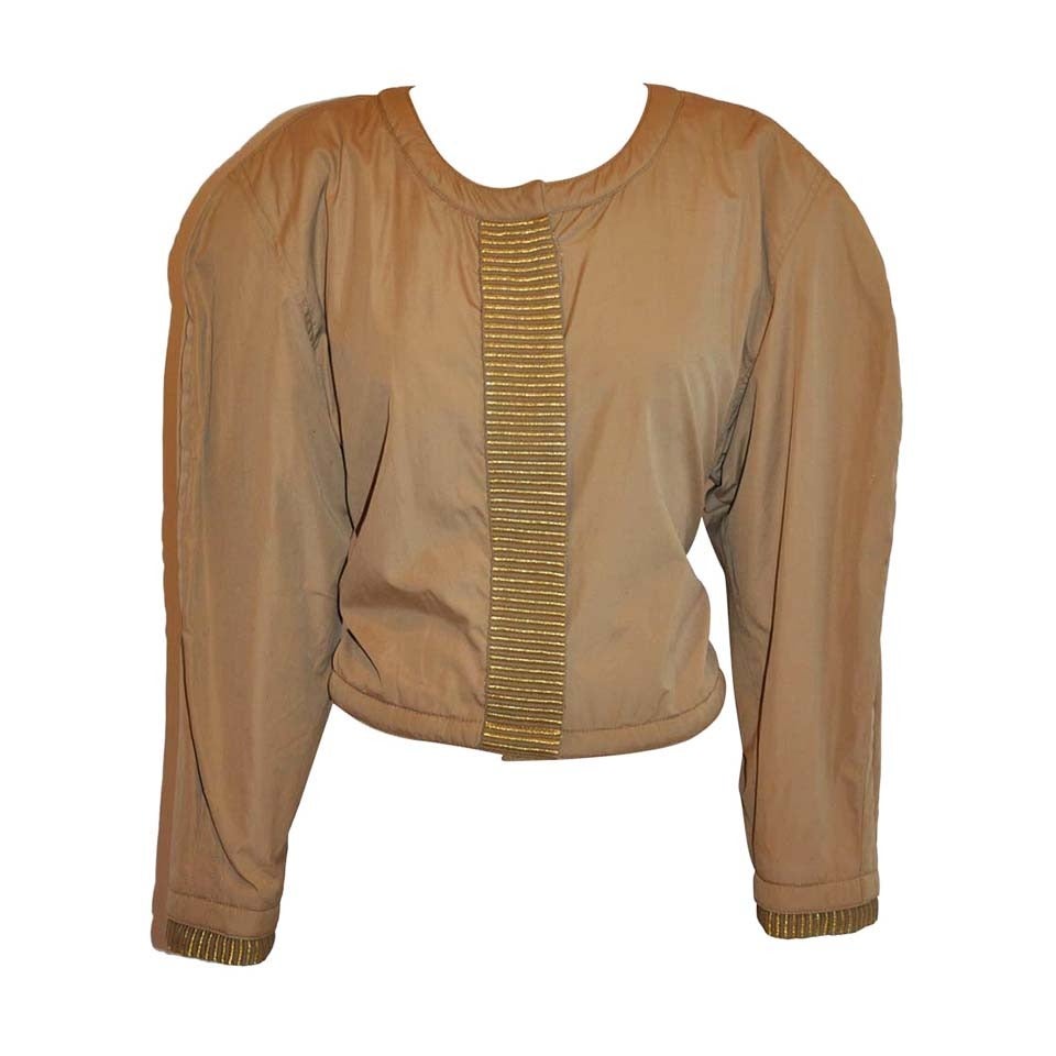 Callaghan Cropped Jacket with Detailed Gold Lame Accents For Sale