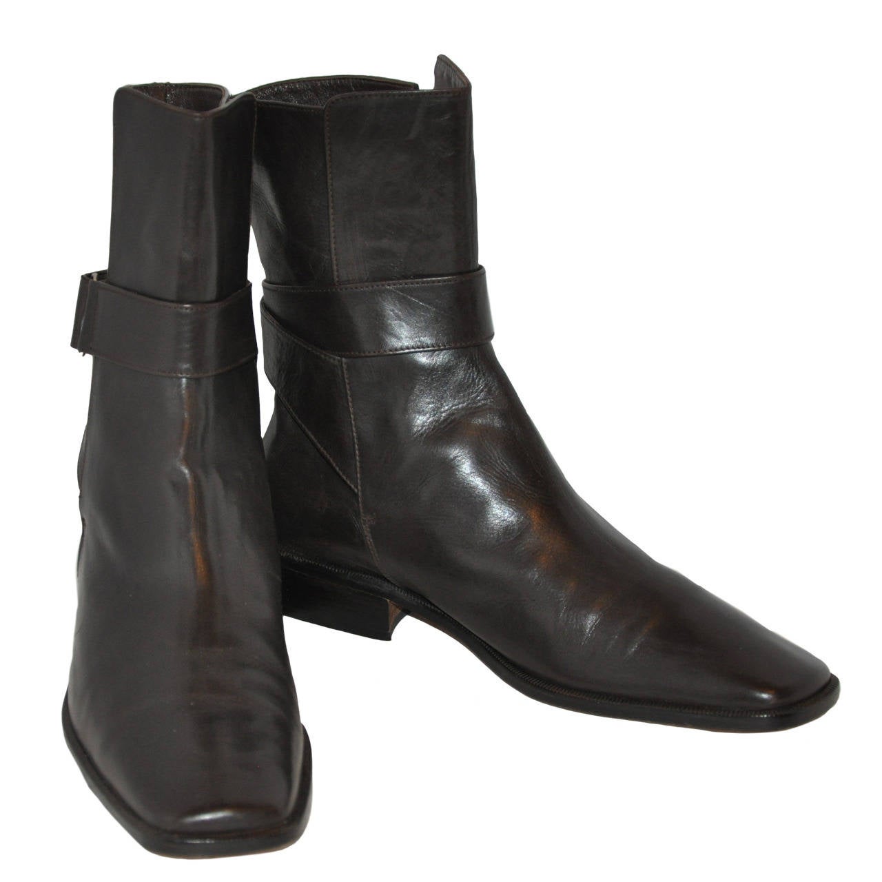 Jil Sander Black Calfskin Wrap-Around Boots For Sale at 1stDibs