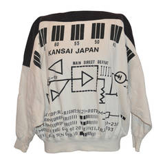 Rare Yamamoto Kansai Bold "Directions" Block Print Boat-Neck Pullover