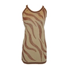 Bella Donna Tan & Brown Gold Lame Accent Sleeveless Tunic