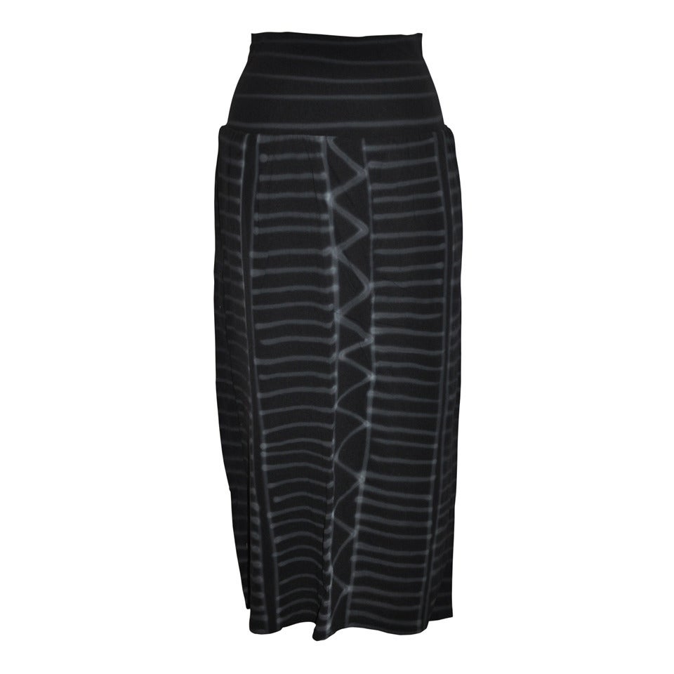 Yoshi Yamamoto Black "Graffiti" Low-Waisted Stretch Maxi Skirt For Sale