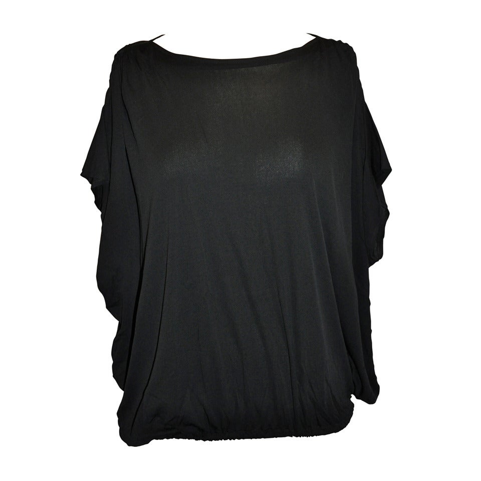 Colecchio Black Silk Jersey Boat-Neck Pullover For Sale at 1stDibs