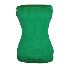 Eva Fortune Emerald Green Silk Crepe de Chine & Silk Chiffon Strapless Top