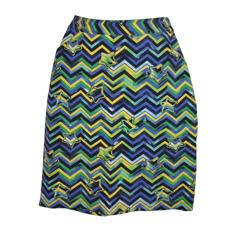 Gianni Versace Multicolored with "Stars" Pencil Skirt For Sale
