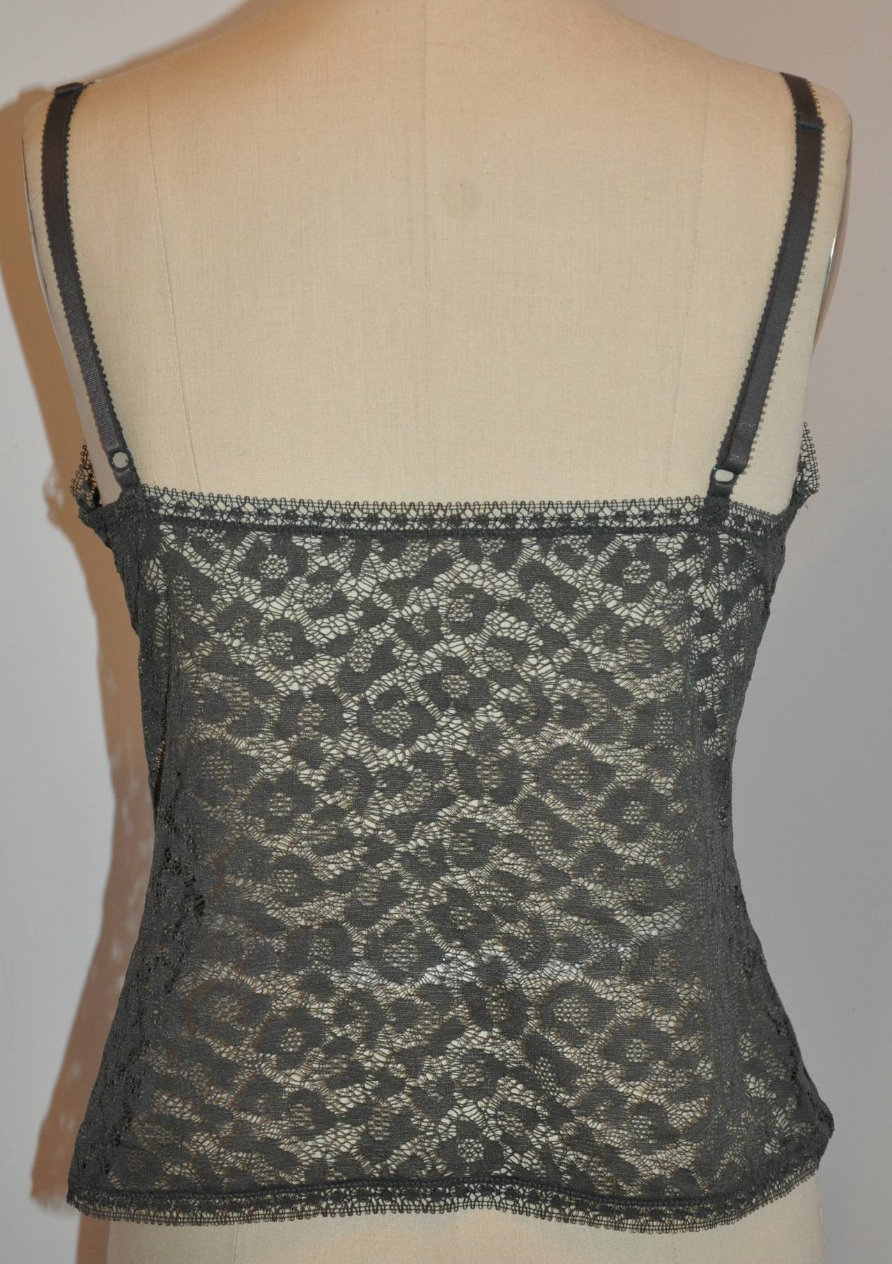 ERES charcoal lace spandex camisole is size 44/French. The edges are detailed with lace edges finishing.