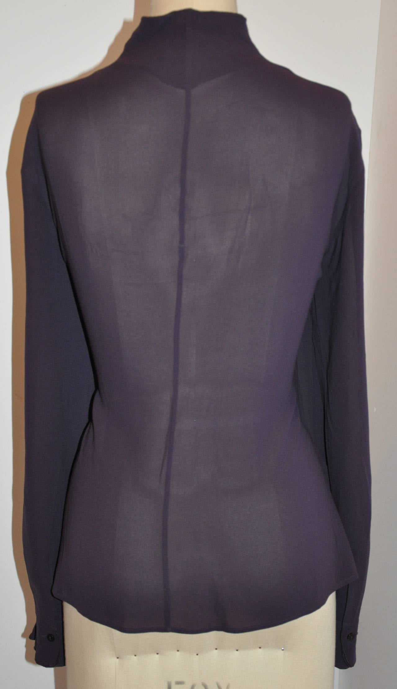 Jil Sander Plum De-Constructed Bias-Cut Button Blouse In Good Condition In New York, NY
