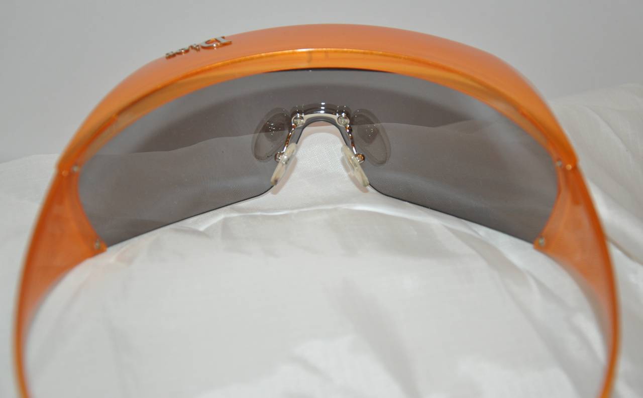 Brown Christian Dior Tangerine Wrap Around with Optional Brim Sunglasses