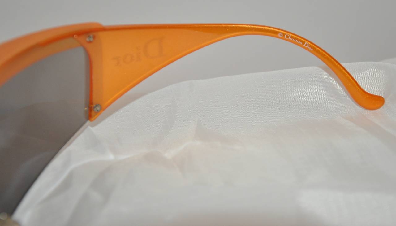 Christian Dior Tangerine Wrap Around with Optional Brim Sunglasses In New Condition In New York, NY