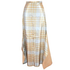 Nicolas Villalba 'Couture' Tan & Powder Blue Fully Lined Maxi Skirt