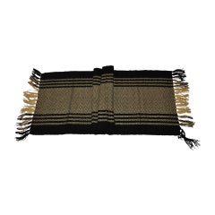 Thick Black & Tan Hand-Woven Cashmere with Fringe Scarf