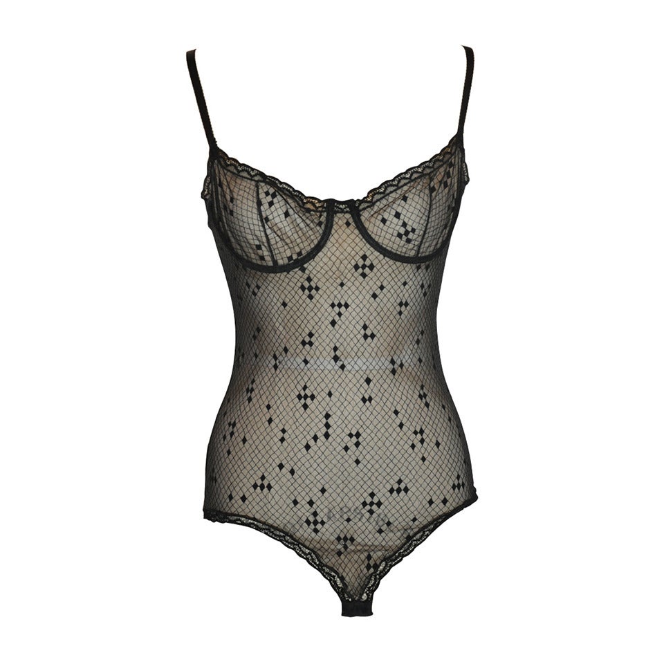 ERES Black Under-Wired Cup Black Lace Bodysuit For Sale