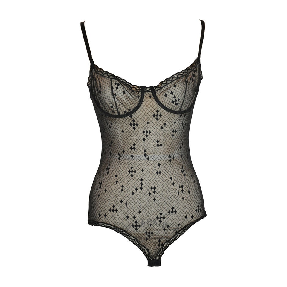 ERES - Body nero in pizzo con coppa sotto il filo nero
