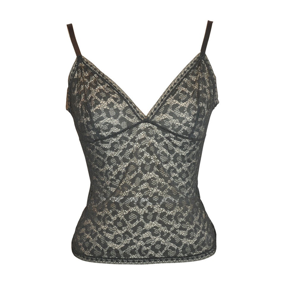 ERES Charcoal Lace Spandex Camisole For Sale