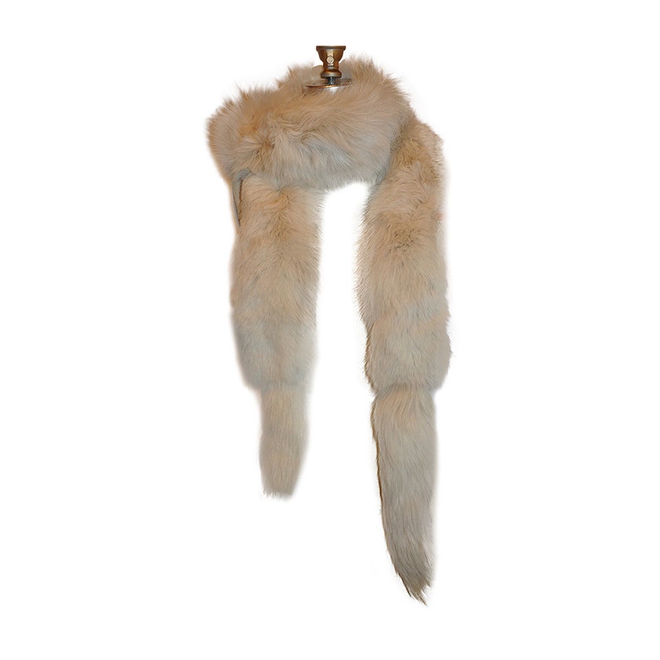 Maximilian Warm Cream Fox Accented with Fox Tails Scarf