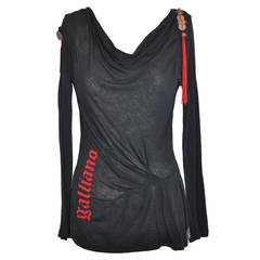 John Galliano "Asian" Inspired Black Scoop Neck Top 6