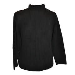 Vintage Prada Men's High-Neck Black Ribbed Cashmere Blend Pullover