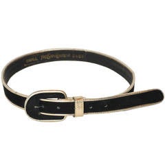 Retro Yves Saint Laurent "Russian Collection" Black Suede with Metallic Gold Belt