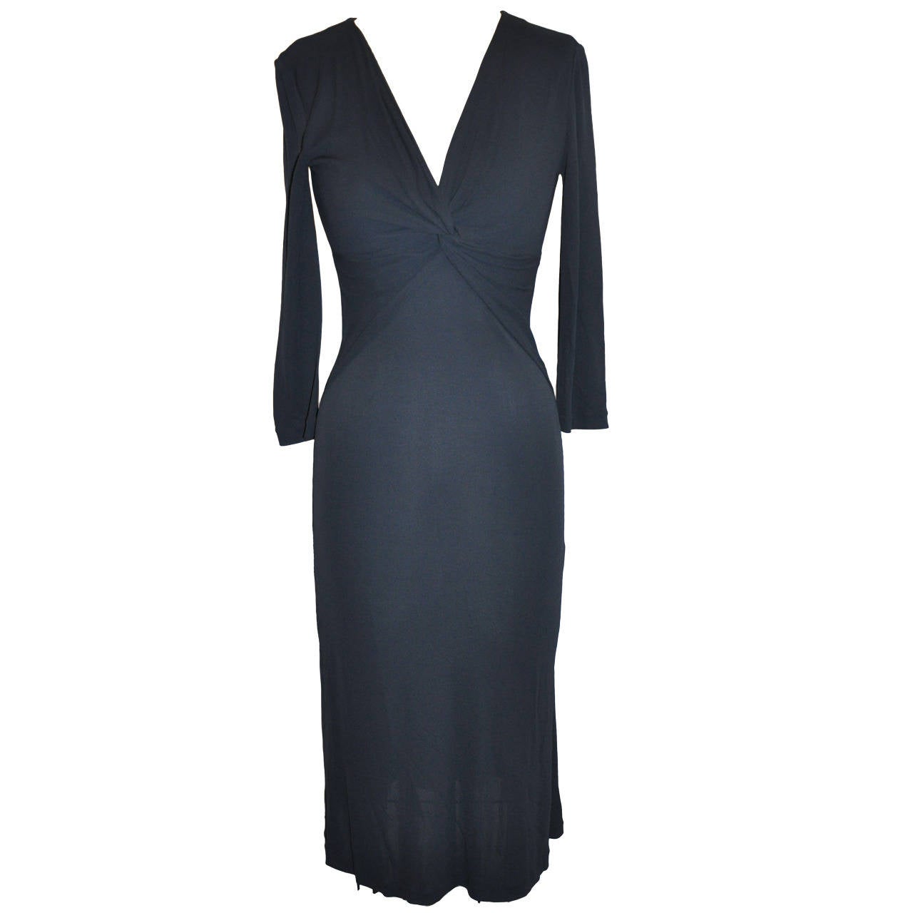 Georgio Armani Midnight Blue Silk Jersey Form Fitting Dress