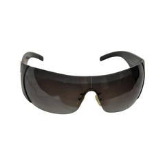 Retro Prada Wraparound with Signature Logo Accent Sunglasses