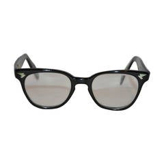 Raybert Thick Black Lucite Frame with Detailed Corners Glasses