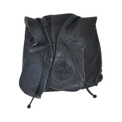 Carlos Falchi Midnight Blue Textured Buffalo Leather Cross-Body Shoulder Bag