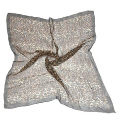 Leopard Print Silk Chiffon with Hand-Rolled Edges Scarf