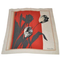 Christian Dior "Tulip" Floral Silk Scarf