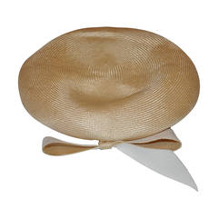 Adolfo Cream Straw Beret with Matching Large bow 11