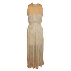 Norman Norell Crepe de Chine, Chiffon and Gold Lame Stripe Evening Dress 12