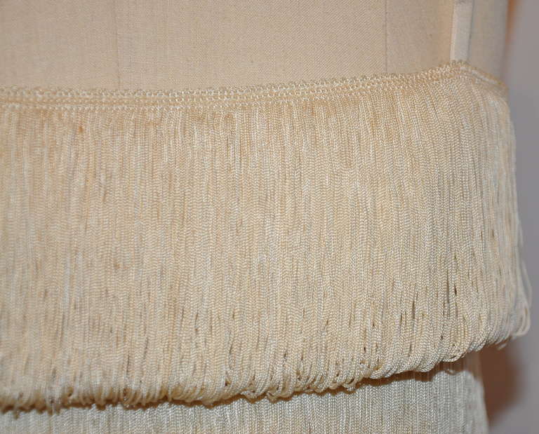 Cream Multi-Tier Fringed Top In Good Condition In New York, NY