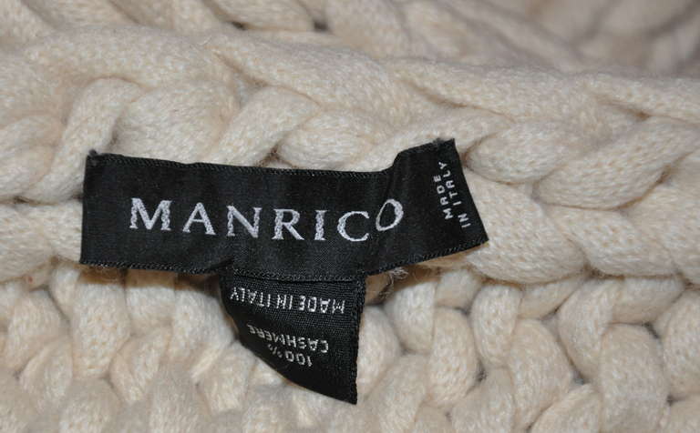 Manrico's huge ivory scarf from Italy of 100% cashmere measures 11