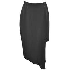 OZBEK Black Asymmetrical Black Wrap-Around Skirt