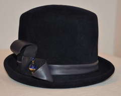 Whimisical Black Top Hat Styled with Jeweled Accents